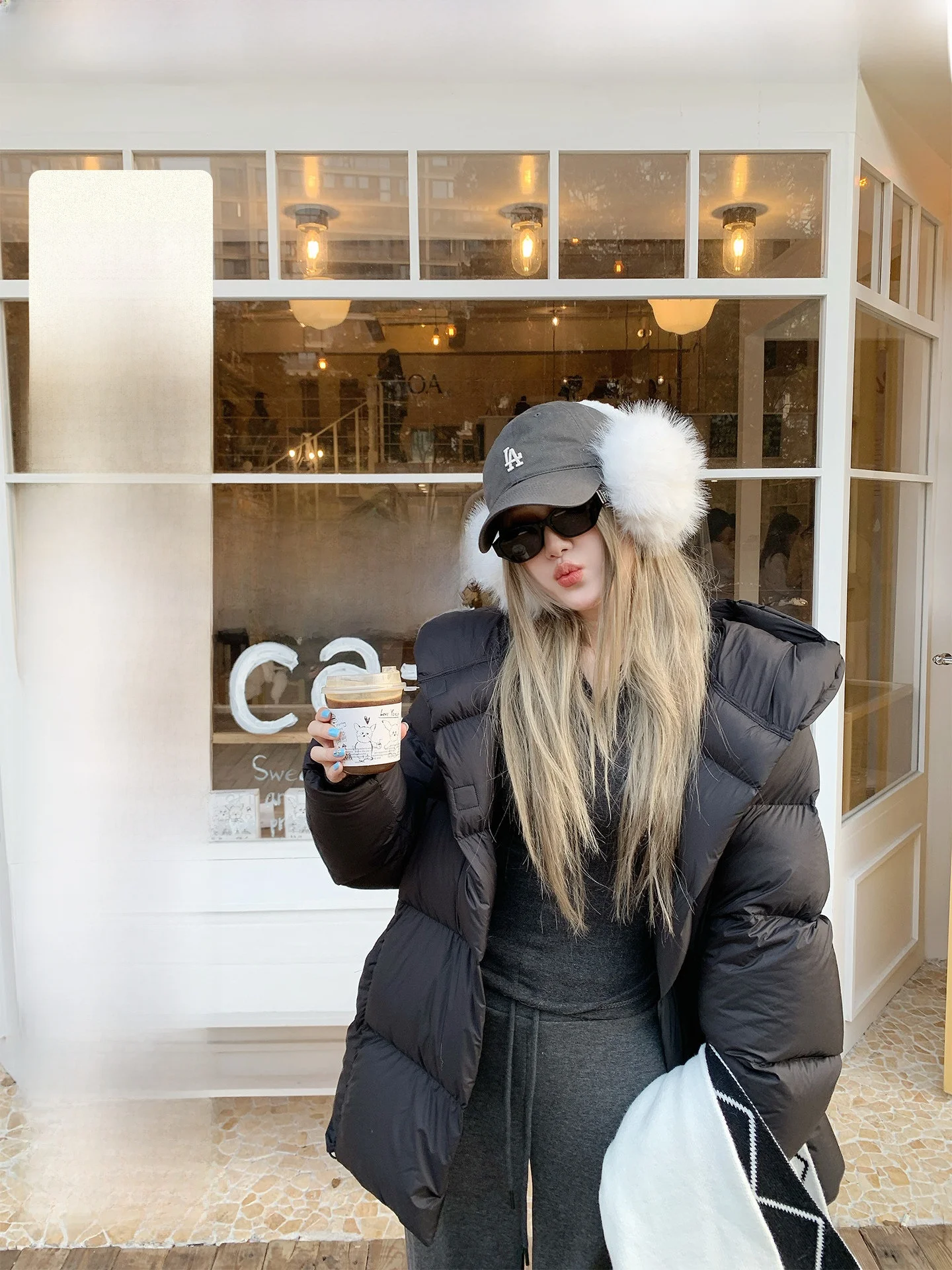 

Bla 95% White Du down Puffer Jaet Women's Winter Warm Bread Sle Coat Casual Sle Hooded Long Sve Mid-Length Loose...