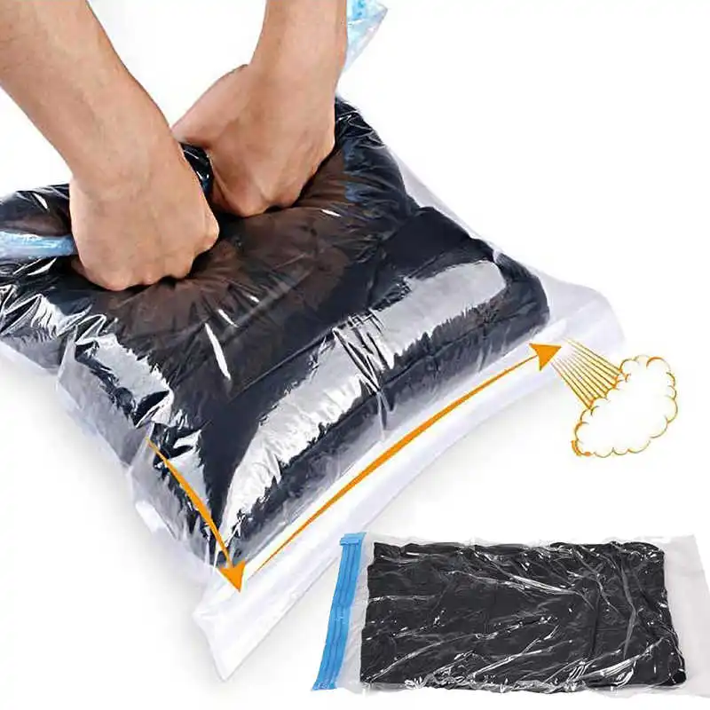 

Travel Vacuum Compression Bag Hand Roll Up 35x50cm Transparent Wardrobe Luggage Organizer Space Saver Suitcase Storage Bags