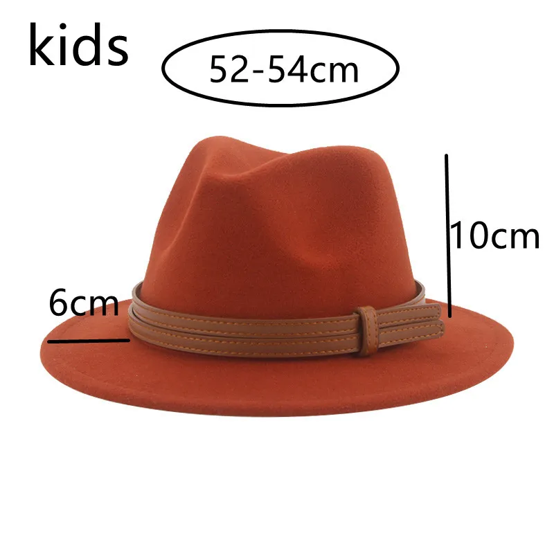 Fedoras Kids Winter Women Hats Accessories Boys Girls Fedoras Winter Hat 52cm Baby Solid Chain Kids Hat Chapeau Femme Casquette