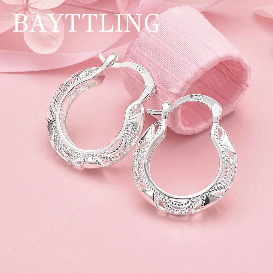 

Элегантные серьги из стерлингового серебра 925 пробы, 30 мм, изысканные полые круглые серьги, женские роскошные свадебные подарки, ювелирные аксессуары