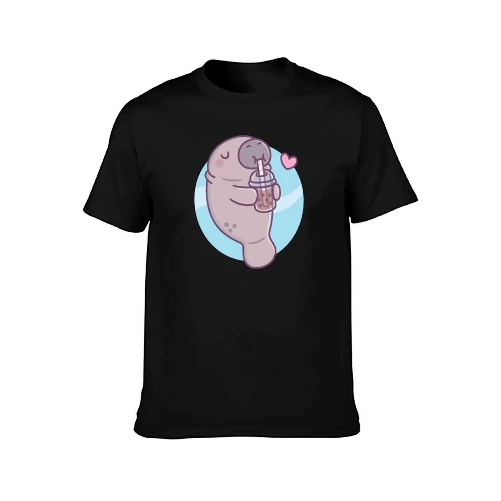 かわいいマナティーはボバティーを飲むのが大好き Tシャツ メンズ Tシャツ グラフィック コットン Tシャツ パック Tシャツ