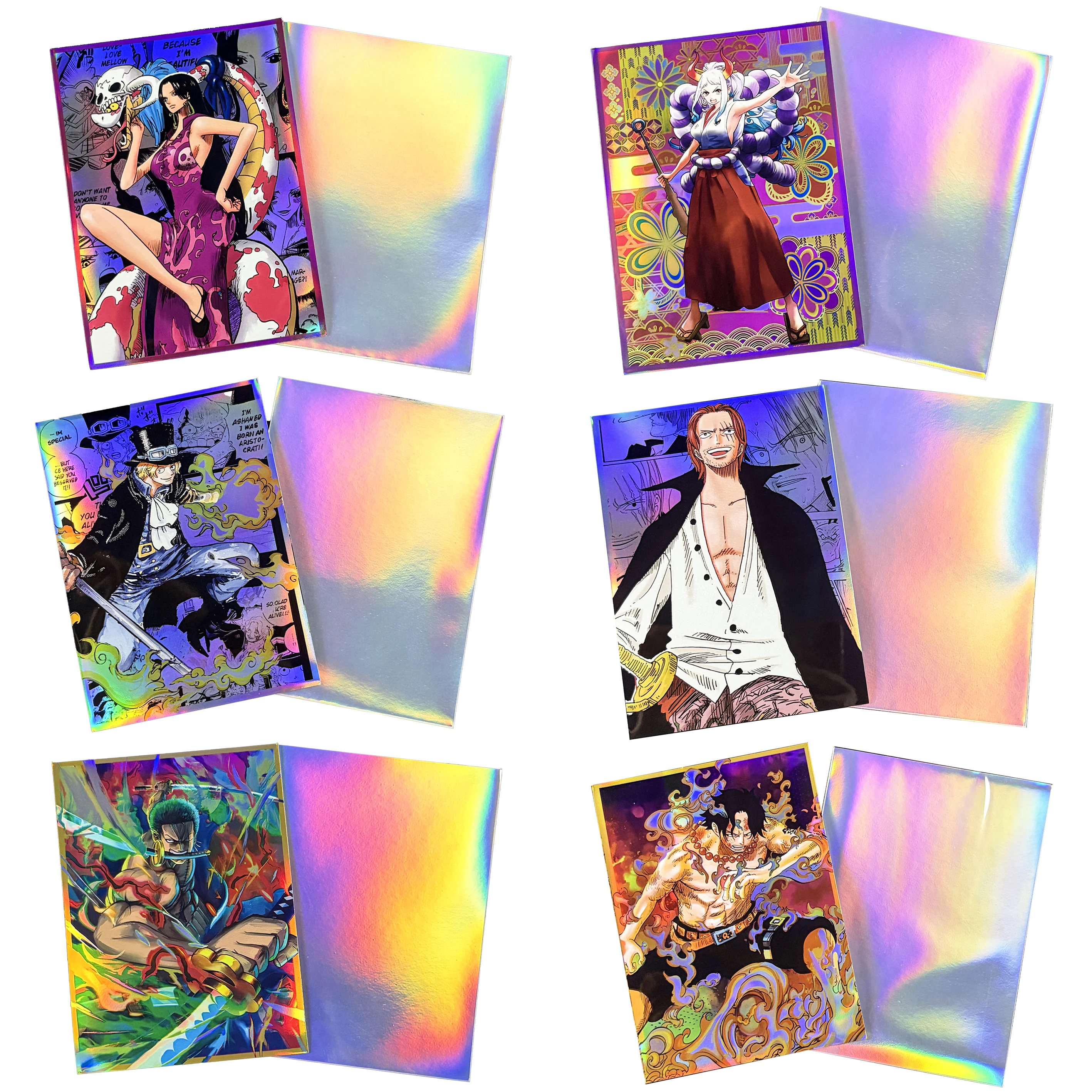 Holographic One Piece Sabo/Zoro/Ace Card Sleeves 60PCS/Pack Fits TCG/OPCG/MGT/PTCG Standard Size Deck Protectors for Collectors