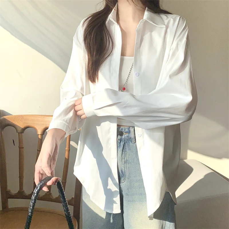 Zjaiss 2025 Herfst Nieuwe Lange Mouw Losse Dames Shirt Vrouwen Elegante Shirts Polo Kantoor Slijtage Knop Vrouw Blouse Solid Tops