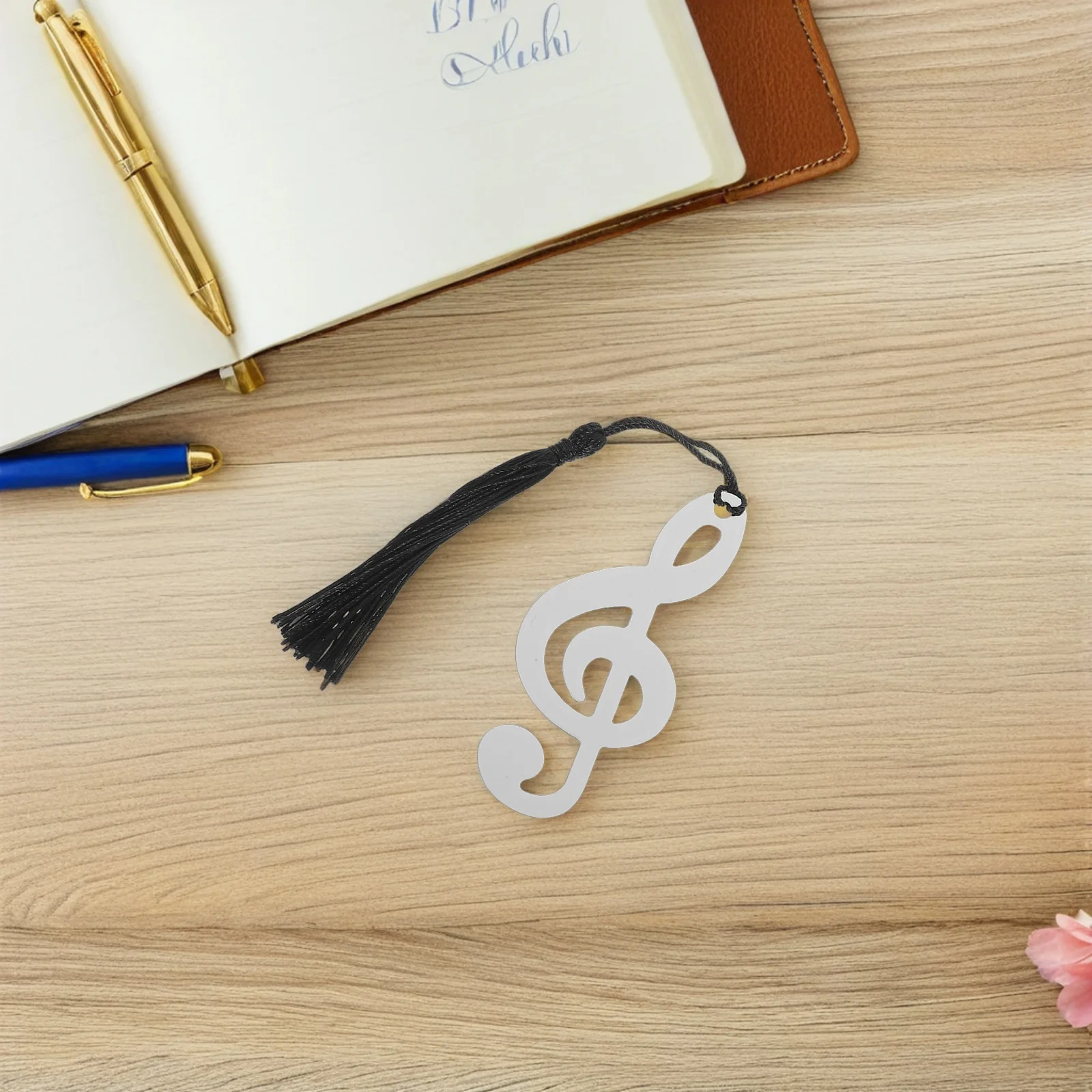 

10Pcs Stylish Stainless Steel Musical Note Bookmark With Black Tassel Perfect Graduation Gift For Book Lovers Silver