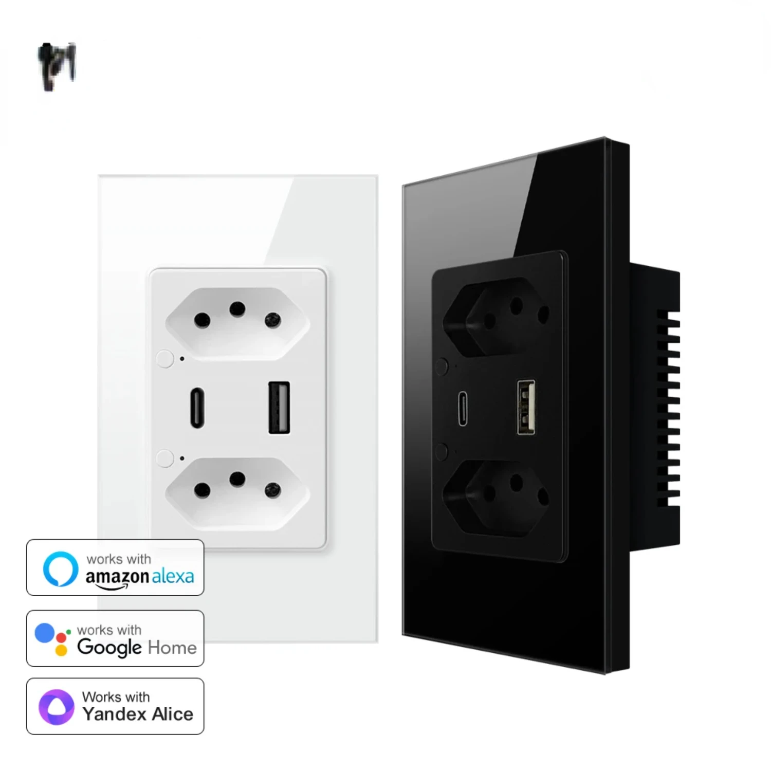 

WiFi/ZigBee Brazil Smart Wall Socket With USB/Type C Ports Power Outlet Fast Charger Works With Alexa