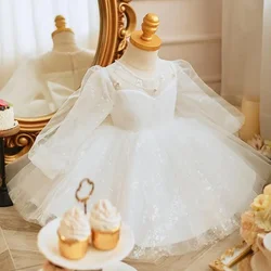 2024 White Dress Evening Occasion Embroidery Dresses for Teenager Girl Clothes Children Elegant Luxury Bridemaid Ball Gown Party