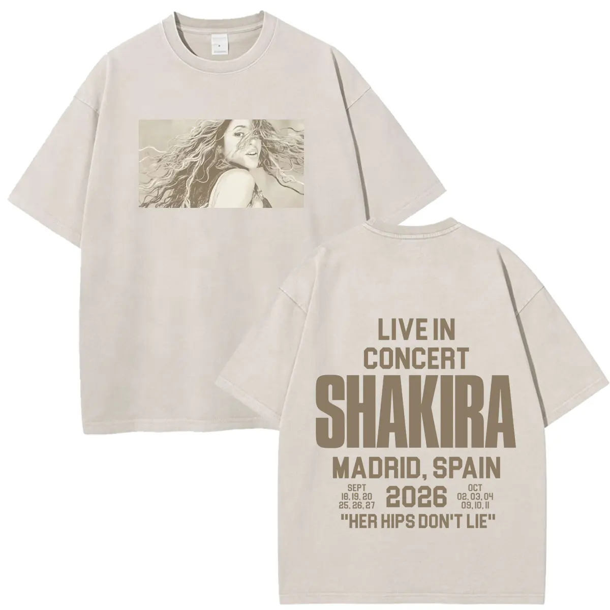 Shakira Las Mujeres Ya No Lloran 2026 Tour Print Vintage Washed Fan Geschenk T-Shirts Herren Damen Mode Locker Lässig Baumwoll-T-Shirt – Detail 13