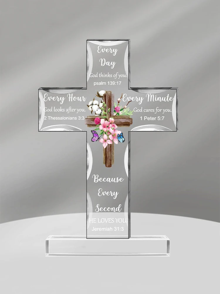 Standing Cross Prayers Decorative Ornament Acrylic Colleague Inspirational Religious Scripture Gift Mom With Bible Verse Friends