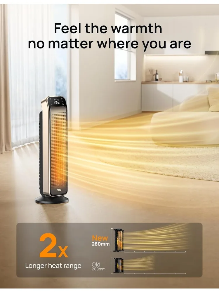 

Electric heater, 25" 11.5ft/s Fast Portable Room Heater with Remote and Thermostat, 3 Modes, Overheating & Tip-Over Protection