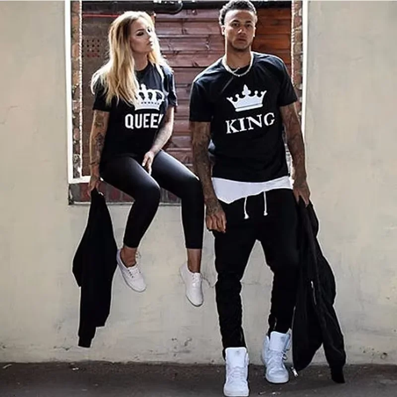 New Crown Men's and Women's T-shirt Graphic T-shirt Clothing T-shirt Harikuru Women's Wear Couple Casual Round Neck Fashion Top