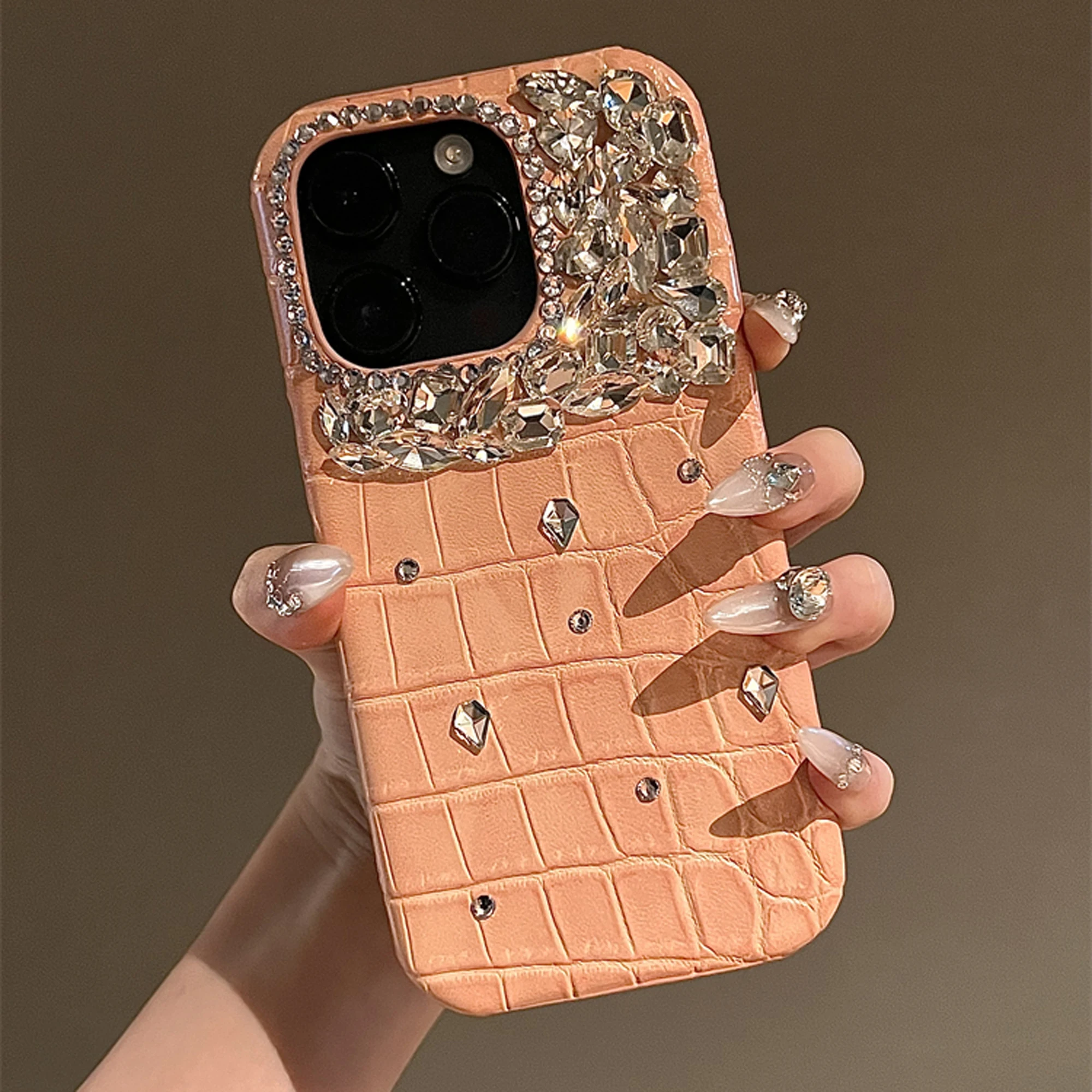 Premium Rhinestone Leather Phone Case For iPhone 15 14 13 12 11 Plus Pro Max Luxury Drop Resistant Phone Case