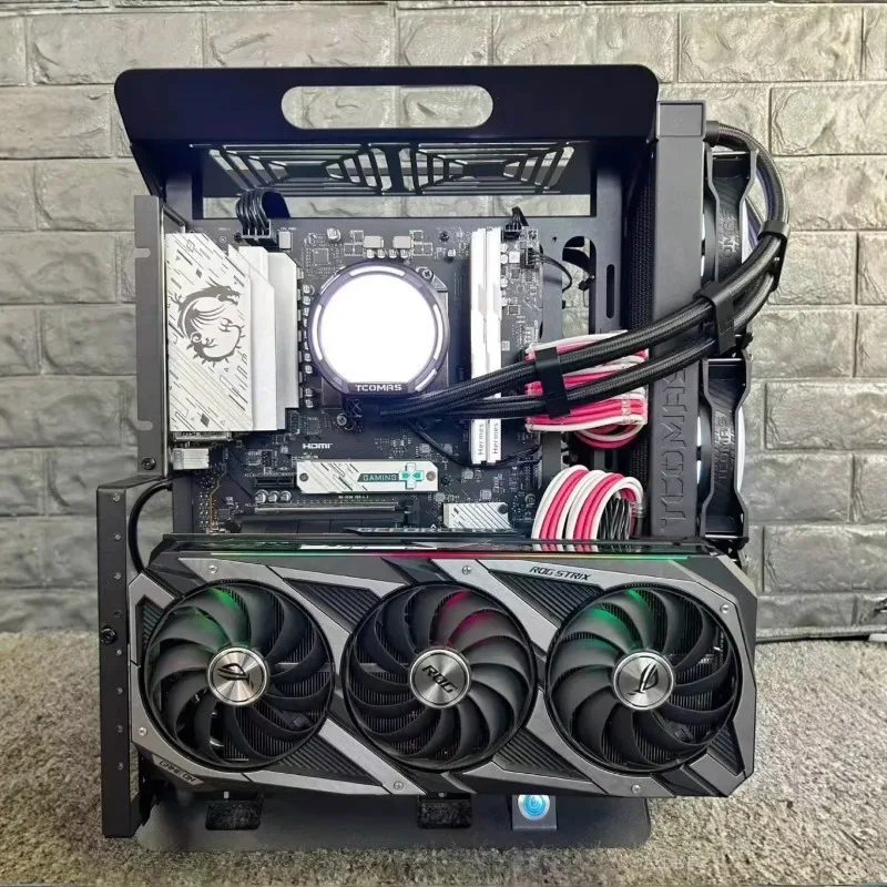 

Atx/matx Computer Chassis Rack Desktop Itx Creative Graphics Card Vertical Plug DIY Small Chassis