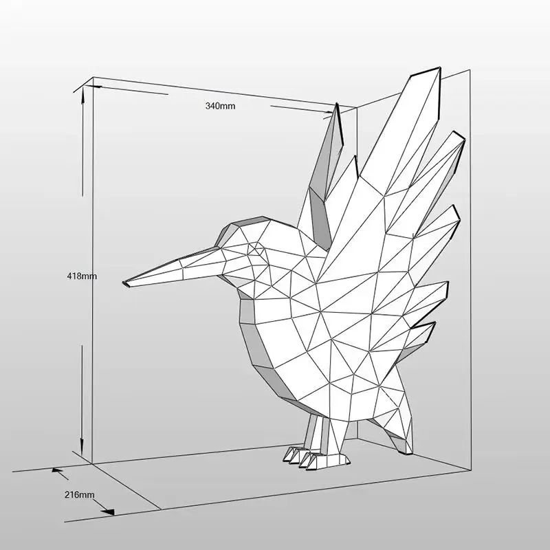 Vliegende ijsvogel 3D-bouwplaat Vogel Dier Papierambacht Handgemaakt Laag Poly DIY-puzzels Speelgoed Home Decor Bureaudecoratie
