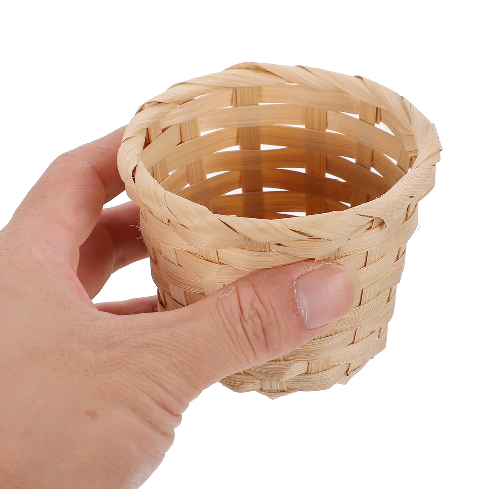 

10pcs Large Bamboo Storage Baskets Handwoven Home Decor Fruit Basket Khaki Bedroom Office Eco Friendly Kitchen Bar