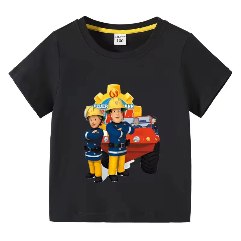 Lustiges T-Shirt mit Cartoon-Motiv von Feuerwehrmann Sam für Kinder, Sommer, 3 bis 10 Jahre, Oberteile für Mädchen und Jungen, tolles Freizeit-T-Shirt. – Detail 7