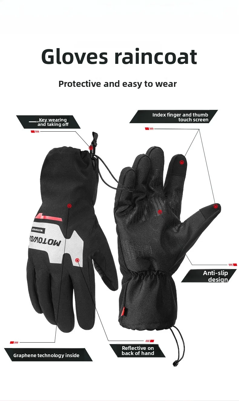 Gants unisexes en boîte cadeau, imperméables, à écran tactile, doublure en graphène, chauds, quatre saisons, pour moto, scooter, cyclisme, taille unique