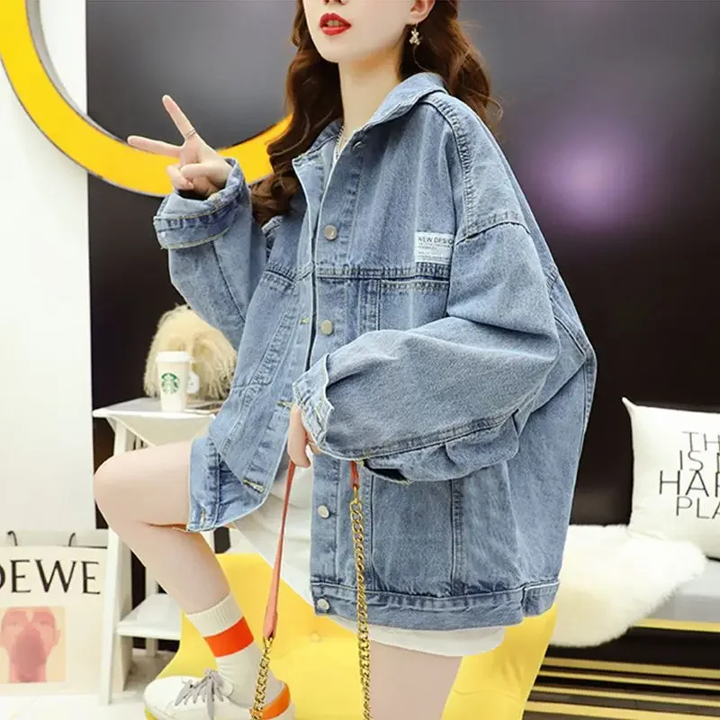 

Women Korean Vintage Outwear Denim Jacket Autumn Loose-fit Women's Jacket Student Style Spring 2025 Style