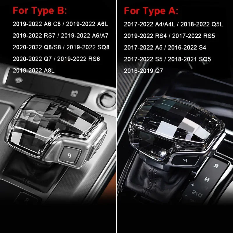 For Audi crystal gear handle Right Drive A4 S4 Q5 RS4 RS5 A5 S5 Q5L SQ5 gear head modification shift Right Drive