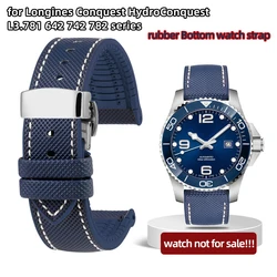 19mm 21mm 22mm nylon rubber Bottom watch strap for Longines Conquest HydroConquest L3.781 642 742 782 Sports Diving watchband