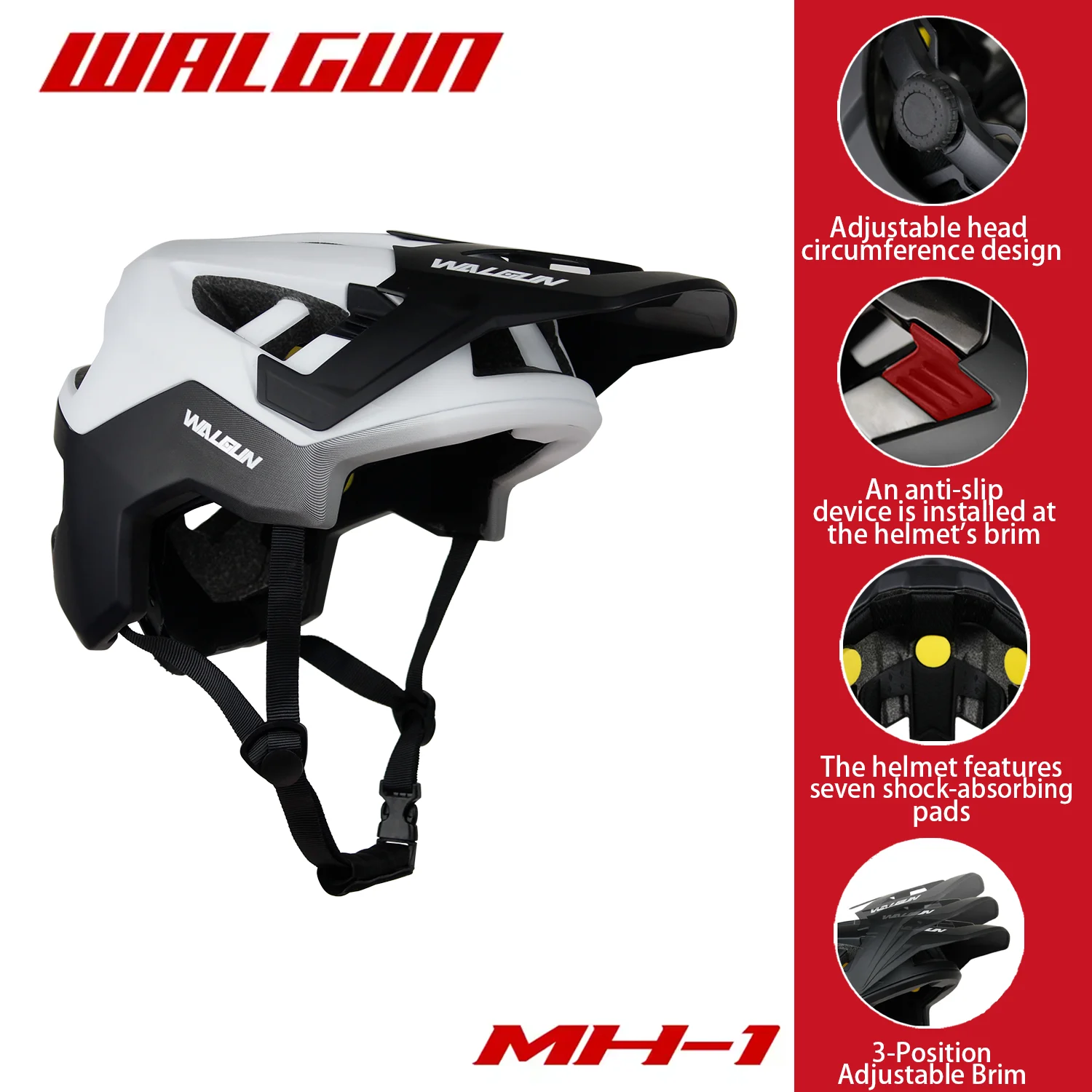 WALGUN Bicycle integrated Safety Helmet Portable MTB Mountain Bike Helmets Men Women Ciclismo Motociclista Black Cycling Helmet