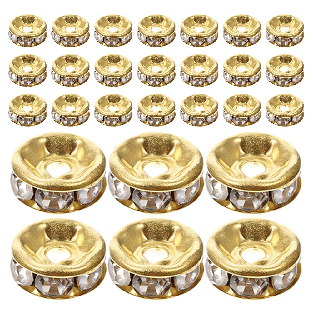 

200pcs Rhinestone Spacer Beads Large Hole Spacers for Bracelets Jewelry Charm Zircon Decoration Accessory Lightweight Material
