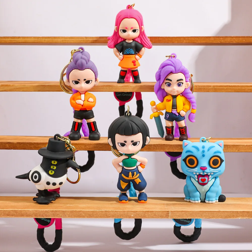 Novo k pop demônio bonecas chaveiro brinquedos kawaii anime brinquedo pvc mochila pingente crianças aniversário presentes de natal
