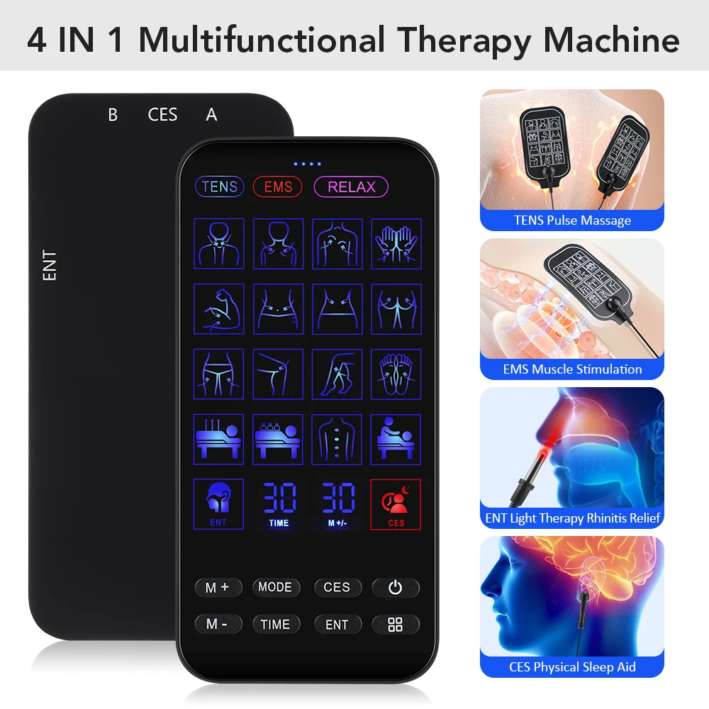 

TENS Pulse Massage Multifunctional Therapy Machine EMS Muscle Stimulator Rhinitis Laser Sinusitis Treatment Sleep Aid Device