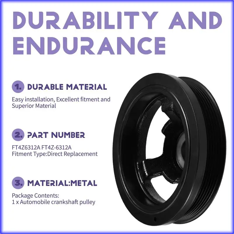 

A82E-Engine Crankshaft Pulley FT4Z6312A FT4Z-6312A For Ford Lincoln MKZ MKX Edge CED Crankshaft Timing Idler Pulley