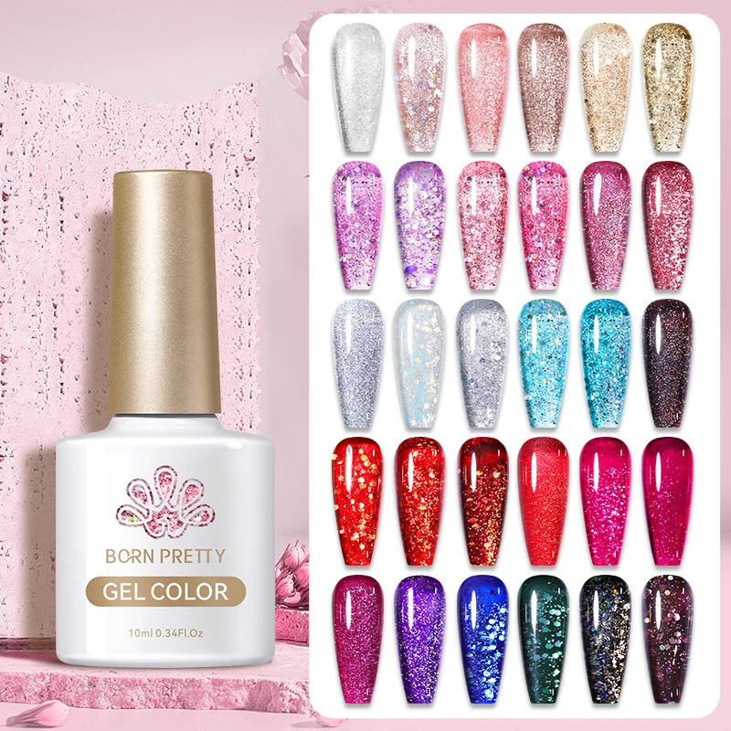 BORN PRETTY Nail Gel Polish Glitter Color Semi Permanent Nail Dehydrator Primer 10ml French Gorgeous UV&LED Gel Varnish Manicure