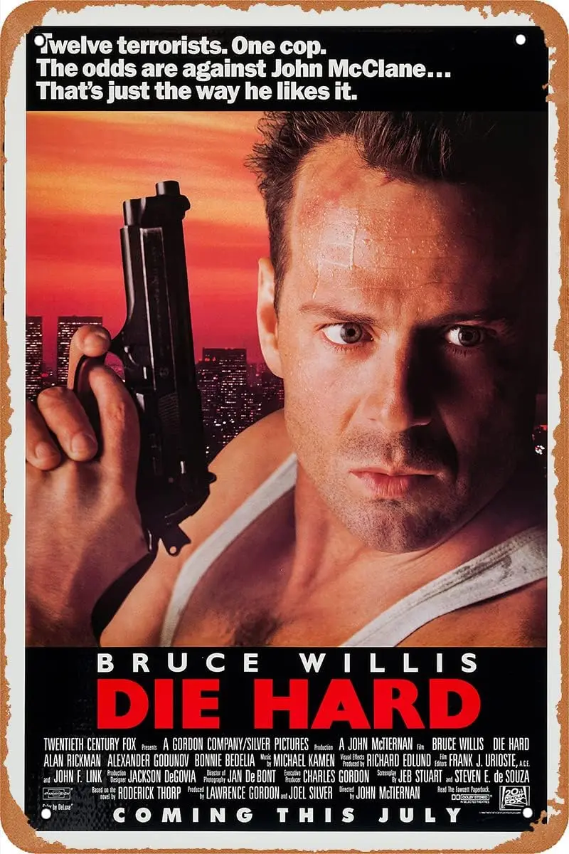 q1، ملصق الفيلم الصلب يموت، علامة القصدير المعدني، ديكور جدار نادي المنزل الرجعية خمر #1