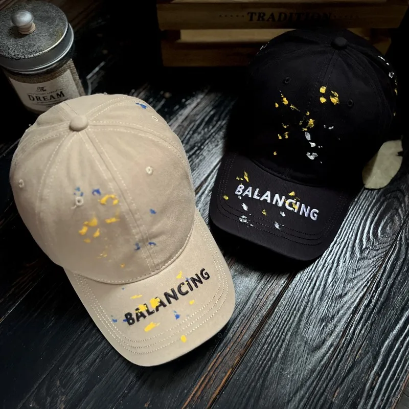 Personalized Minority Letters Painted Lacquer Baseball Cap Male Couple Hip Hop Peaked Cap Female Face Small