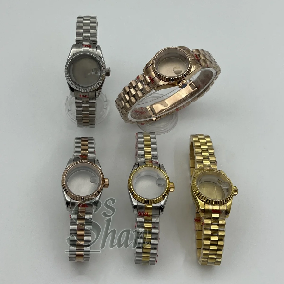 Le bracelet de boîte en acier inoxydable argent rose or de 26 mm convient au mouvement automatique NH05 NH06 pour dames avec verre saphir