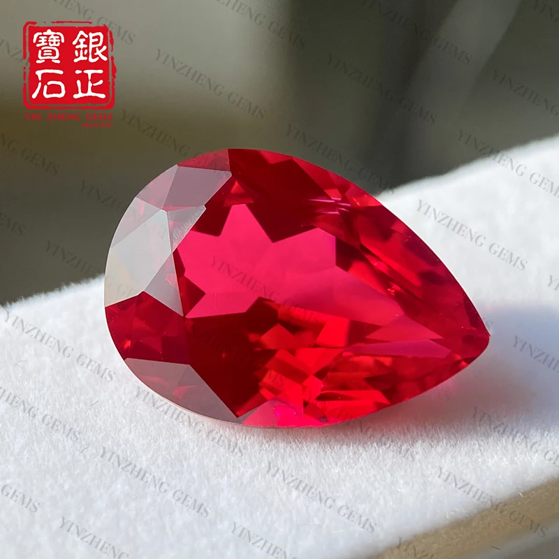 YinZheng الكمثرى شكل حمامة الدم روبي لهب ذوبان زراعة الياقوت يمكن توفير GRC أو AGL شهادة روبي الاصطناعية فضفاضة