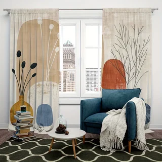 2 pieces of geometric leaf printed curtains for home decoration style living room bedroom curtains