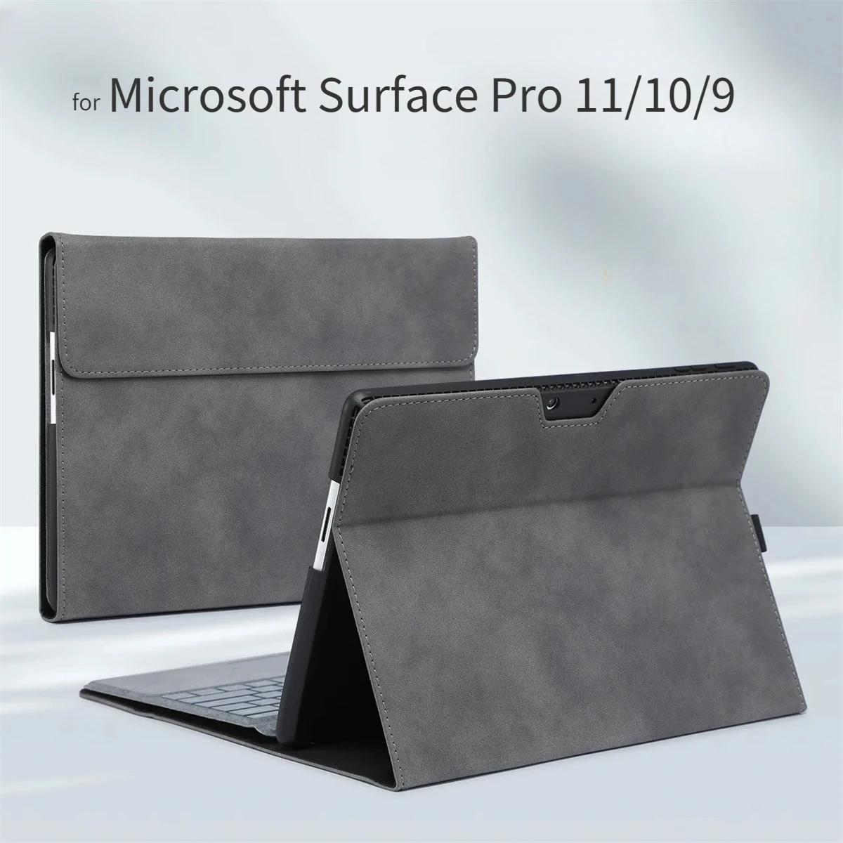 Business Cover for Microsoft Surface Pro 11/10/9 Portfolio Case 13inch Multiple Angle Stand Tpu Shell Compatible with Keyboard