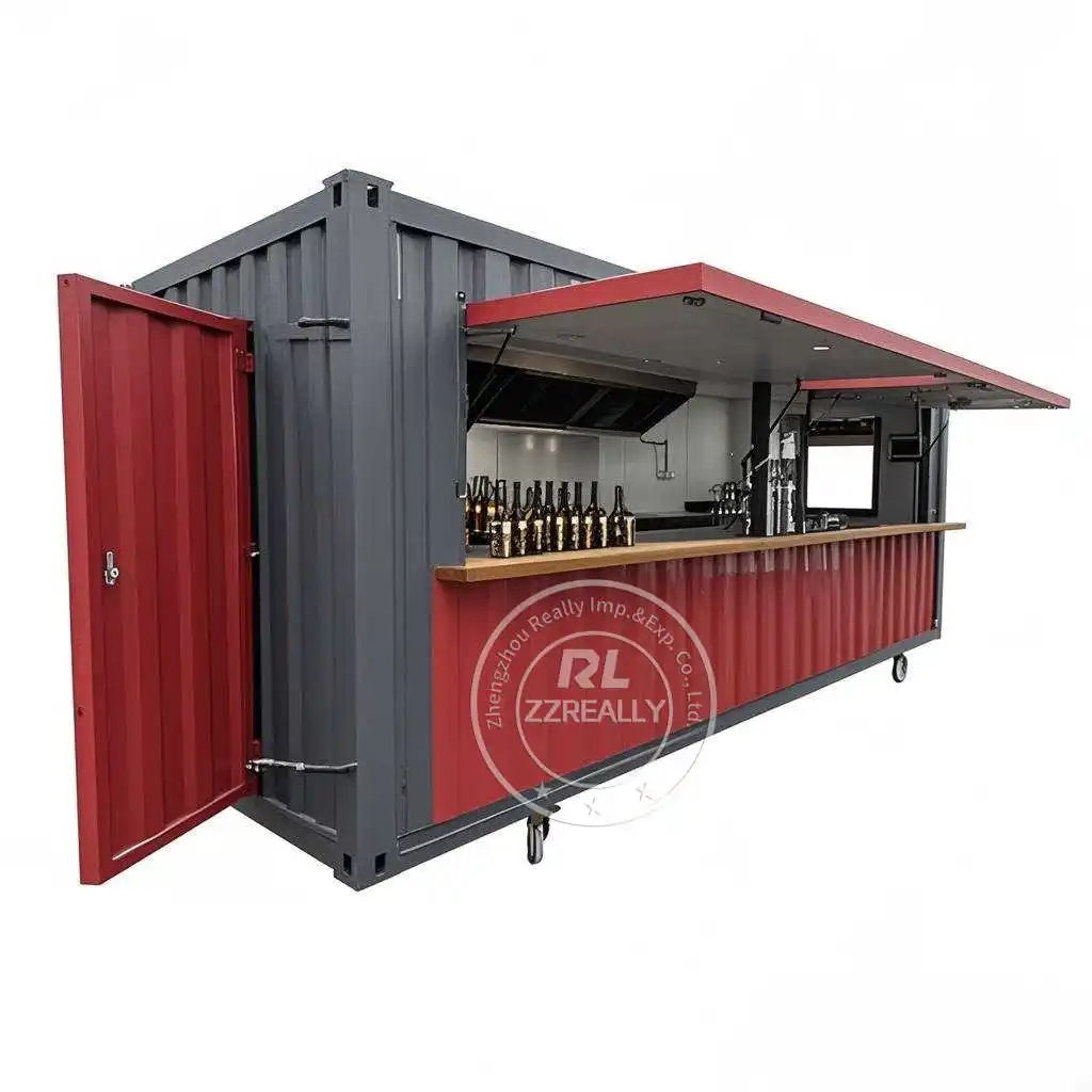 お手頃価格の20フィートコンテナカフェ、コンテナキオスクレストランバー、フル装備のキッチン付き、ヨーロッパ基準