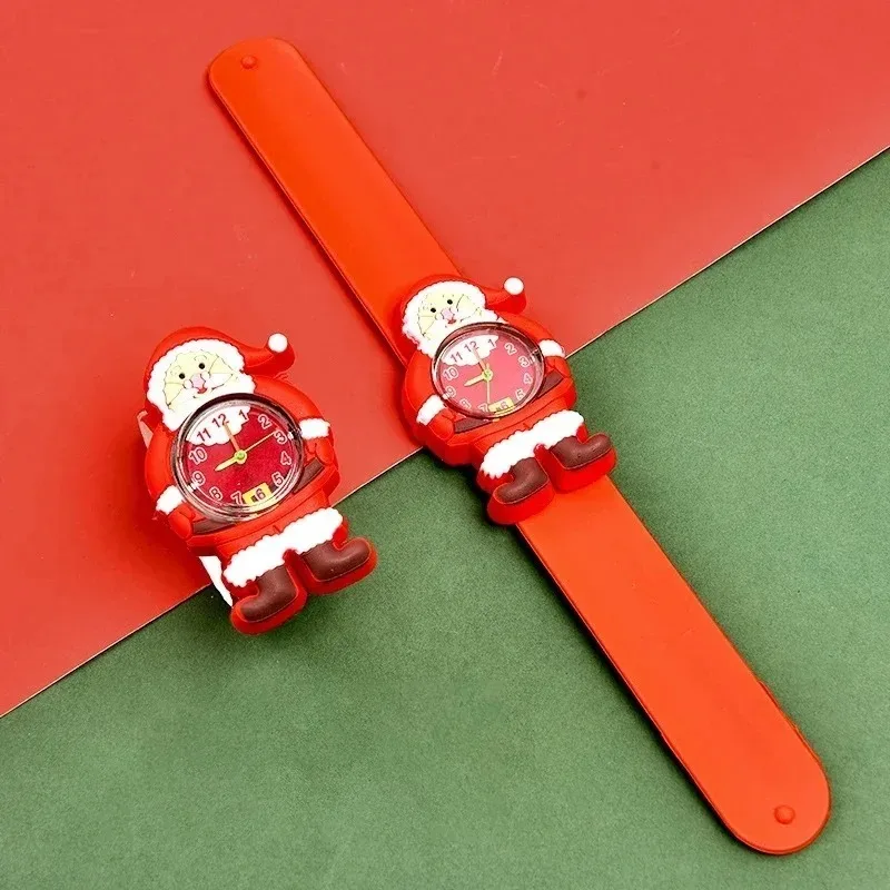 Christmas Gift Kids Watch Cartoon Pop Circle for Kindergarten Primary SchoolChildrenFun Santa Watch Birthday Gift for Boys Girls