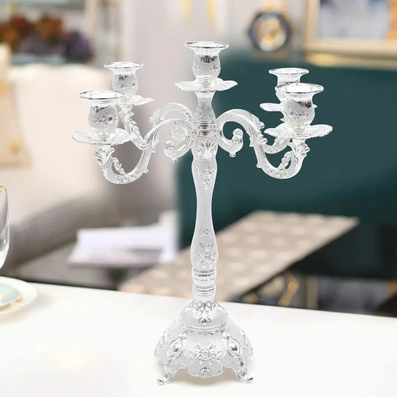 

5-Arm Candelabra Taper Candle Holder for Wedding and Party Decorations