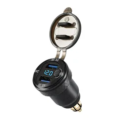 Chargeur USB en Aluminium avec Joli et Voltmètre, Adaptateur pour Moto BMW, Triumph, Tiger, DucSauer, DIN aux Touristes, QC 3.0 DIN Hella