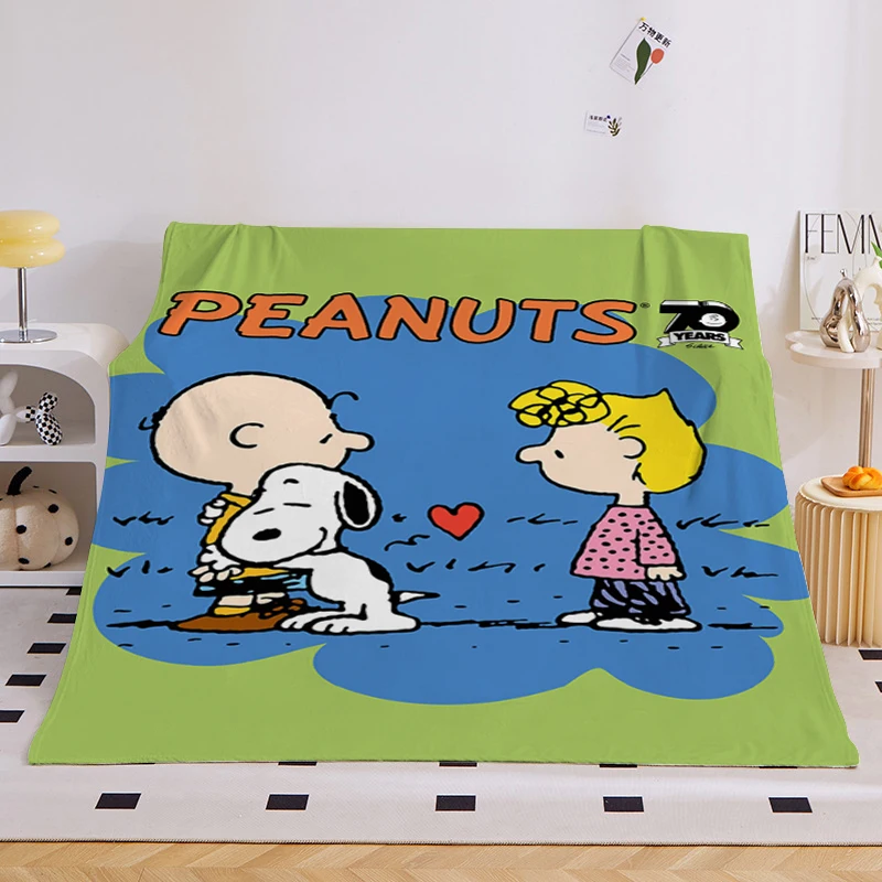 Warm Winter Blankets A-Snoopys Cute Sofa Bed Fleece Camping Custom Cartoon Nap Fluffy Soft Blankets King Size Microfiber Bedding