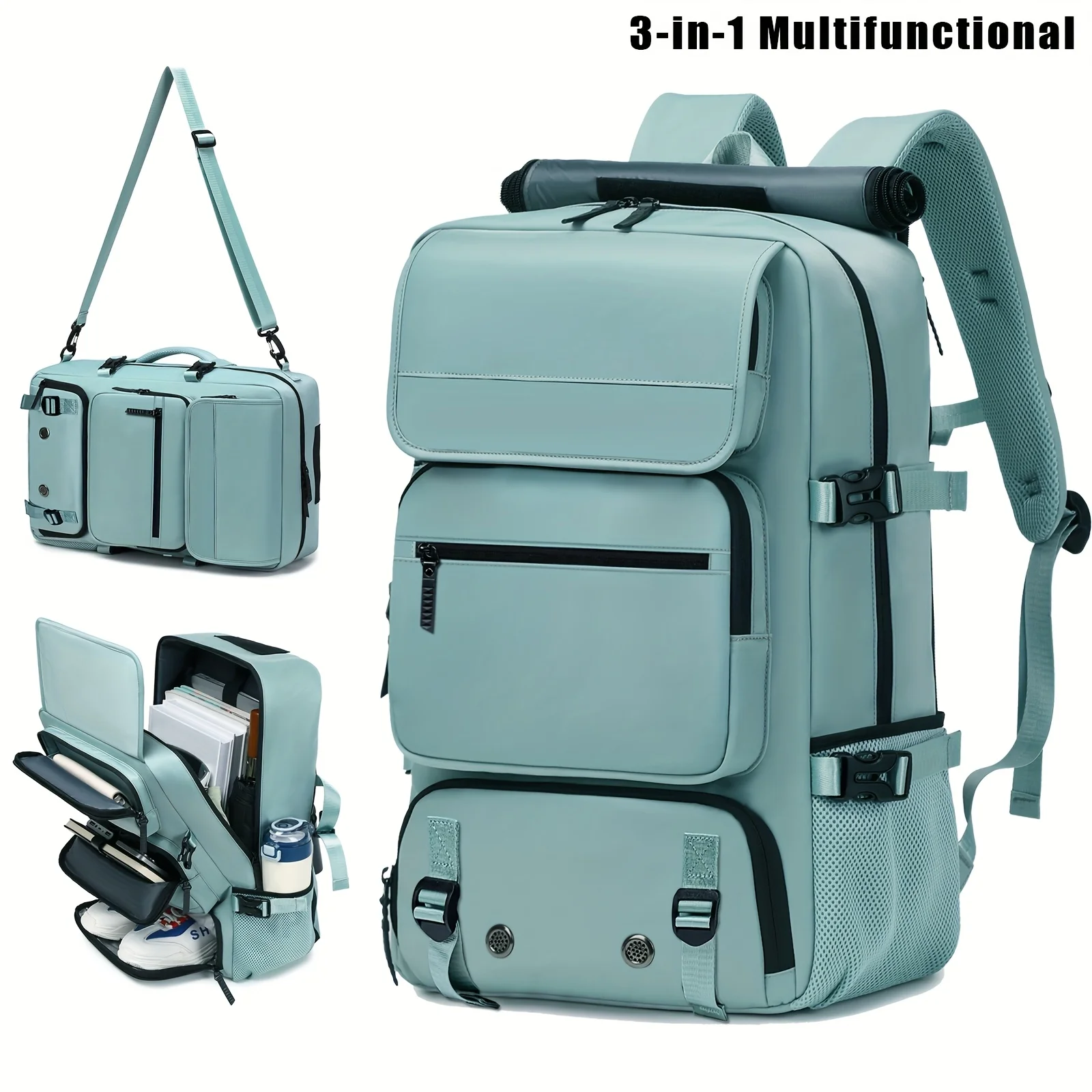 

Men'S Large Capacity Travel Laptop Backpack, Airline Approved Business Work Bag, Fits 17-inch Notebook, Durable Nylon Material