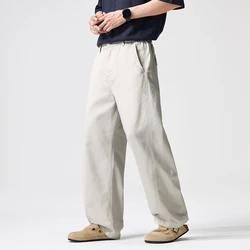 Men's Straight Loose Casual Wide Leg Suit Pant Male Chic Fashion Streetwear Vintage Long Trousers Green White Drape Fabric Pants