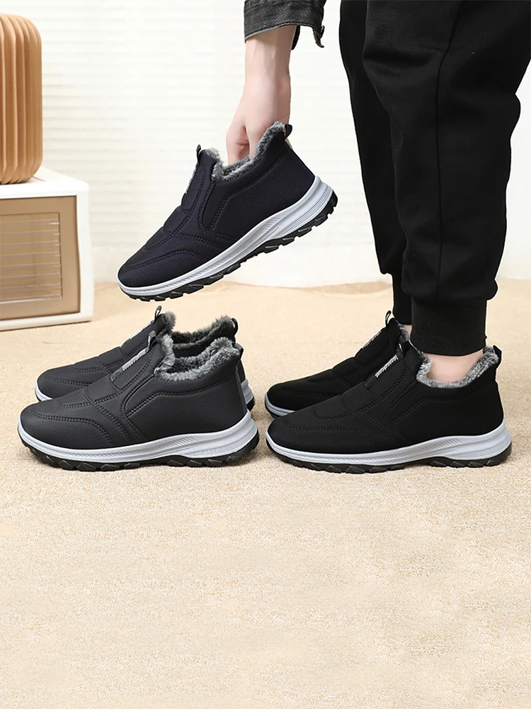 

Warm Walking Shoes Lightweight Thermal Ankle Boots Non-slip Slip On Sneakers Winter Thick Fur Shoes for Outdoor Sports