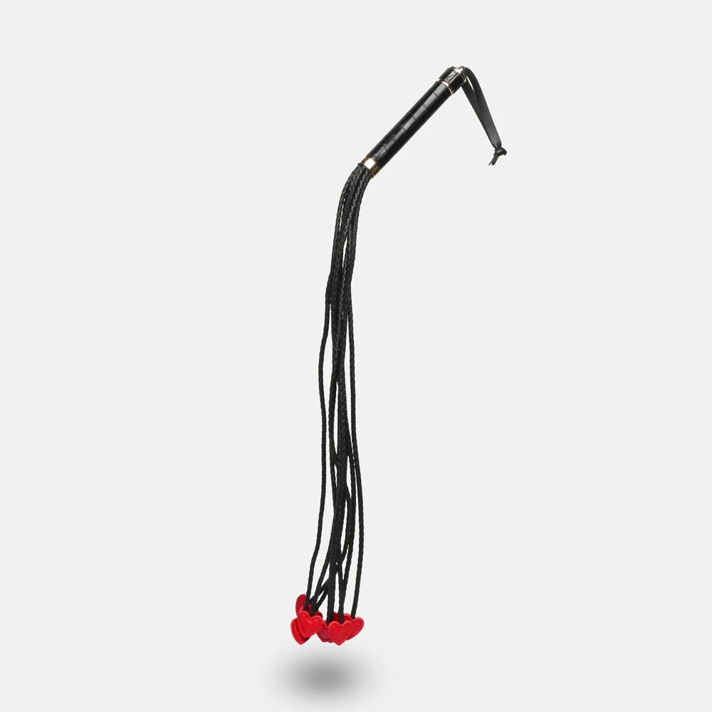 65CM PUレザー馬鞭 ハート型タッセル付き パドル型散打鞭 馬の訓練用 クロップ鞭