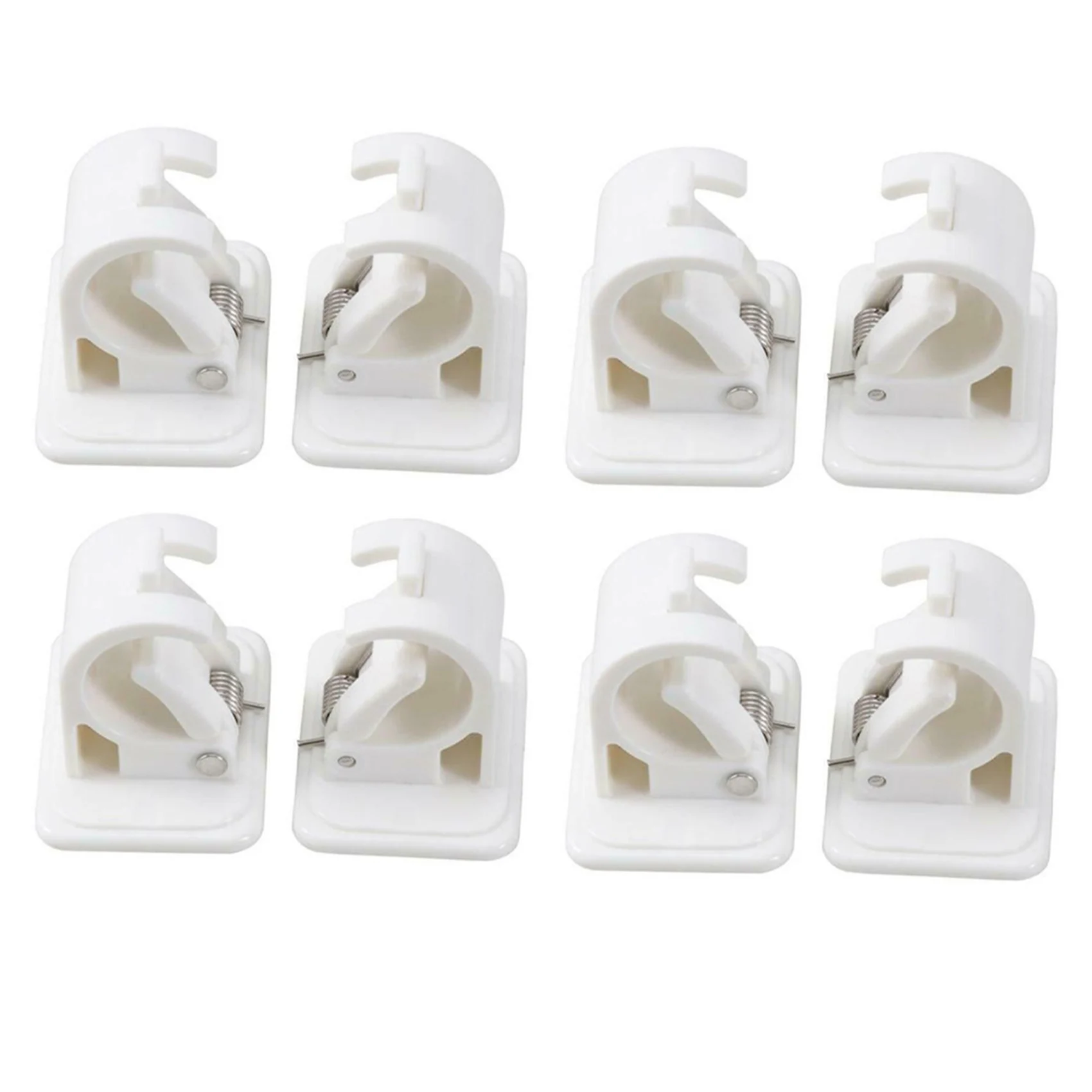Y42A-8 PCS Self Adhesive Hooks Rod Bracket Towel Curtain Bracket Drapery Pole Hanging Rod Clip Wall Hooks