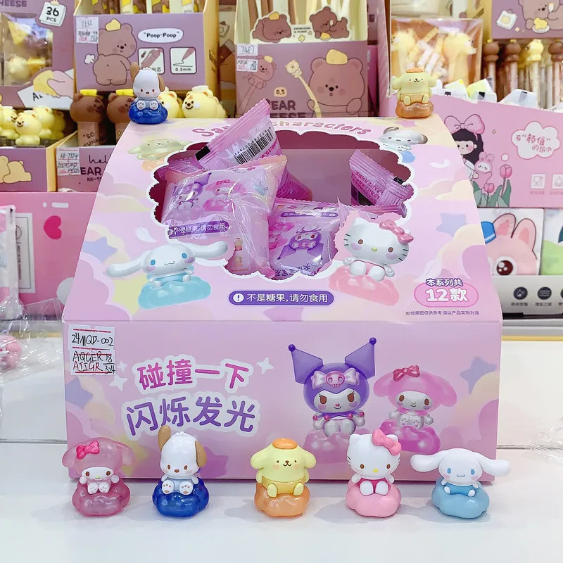 18pcs A Box Sanrio Hello Kitty Cinnamoroll Characters Angel Baby Lollipop Sweet Dream Series Cute Bean Kawaii Doll Ornaments