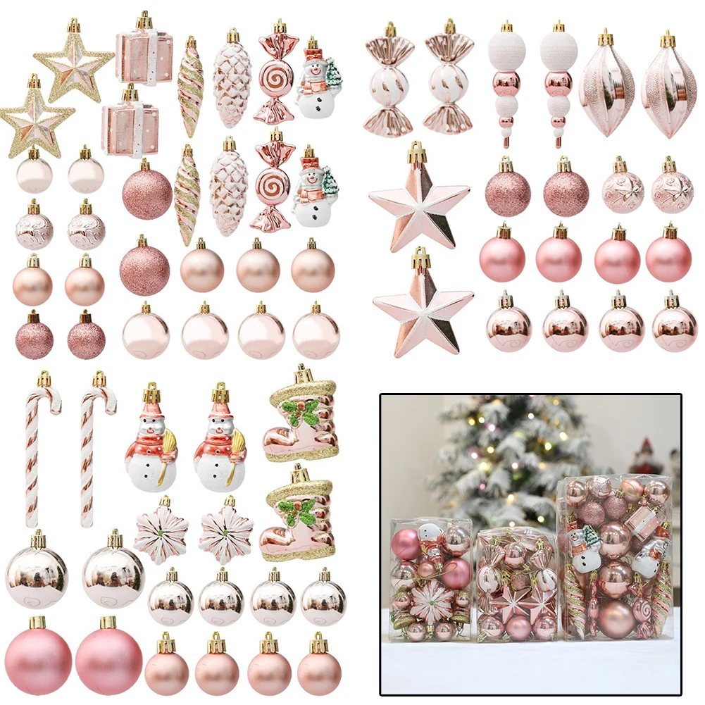 

20/29 шт., набор рождественских безделушек из розового золота, подвесной кулон на елку для дома, внутреннего и наружного декора