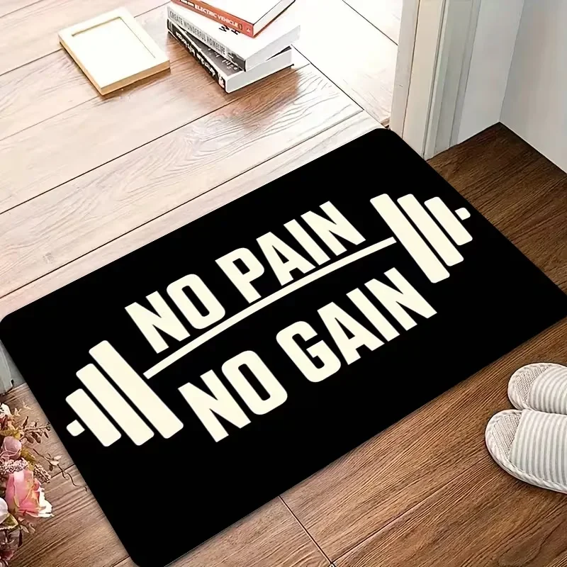 Dumbbell Fitness Equipment Door Mat Gym Enthusiasts Welcome Front Door Mat Anti-Slip Indoor Doormat Living Room Entrance Rug