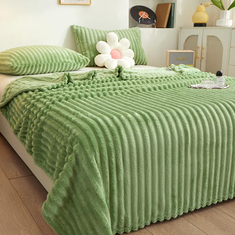 1 double-layer imitation rabbit velvet blanket plush blanket autumn and winter sofa nap blanket plush sheets