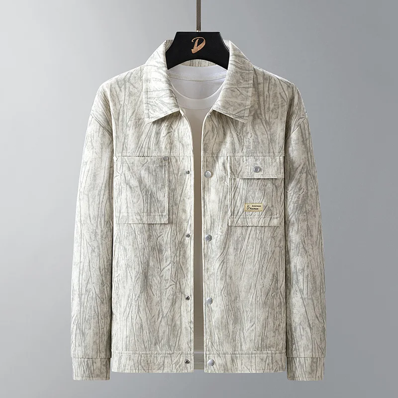 

Brand Outerwear & Coats Men Jacket Spring Middle-aged Turn-Down Collar Jacket Men Brand Clothing Solid Color Outwear Loose Coat